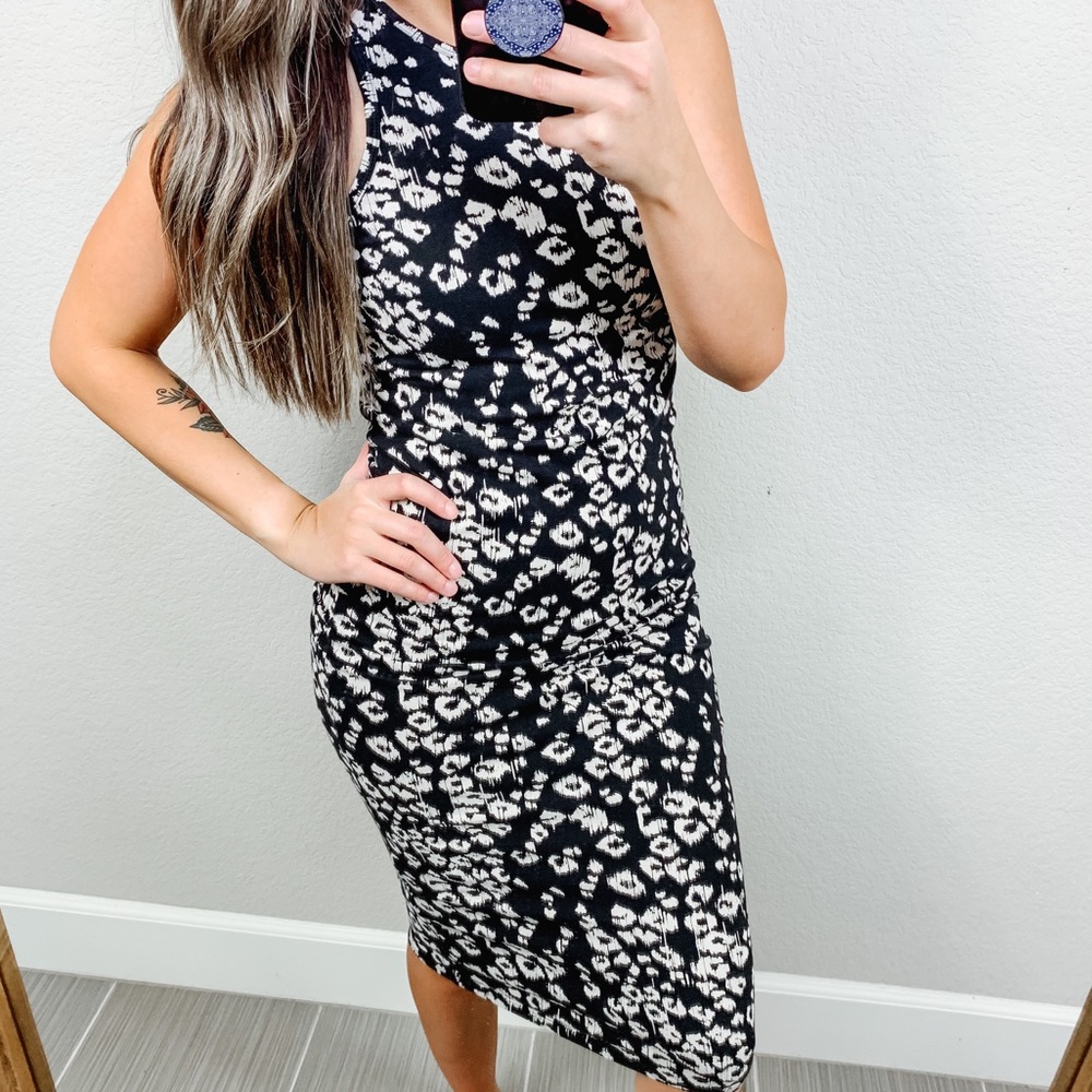 EXPRESS Leopard Print Bodycon Midi Dress